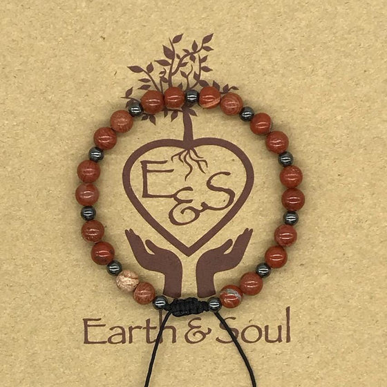 Red Jasper Crystal Bracelet with Hematite Spacers
