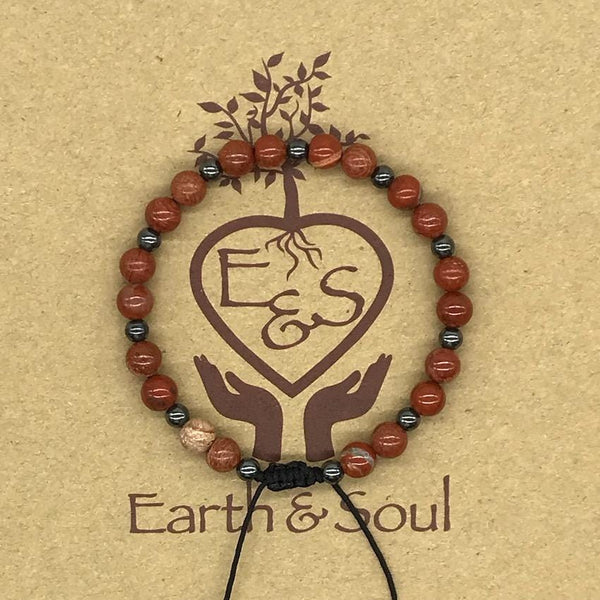 Red Jasper Crystal Bracelet with Hematite Spacers