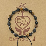Lava Rock, Tiger Eye and Black Obsidian Crystal Bracelet with Hematite Spacers