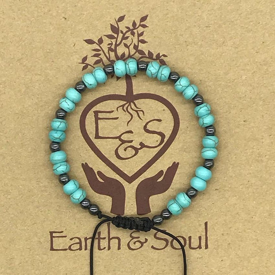 Turquoise Crystal Bracelet with Hematite Spacers